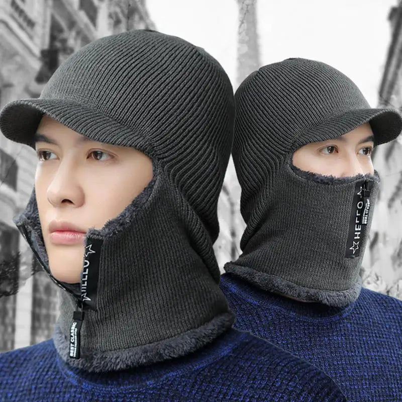 Gorro de invierno grueso y cálido con protección para los oídos, bufanda de lana de felpa suave, previene el viento frío