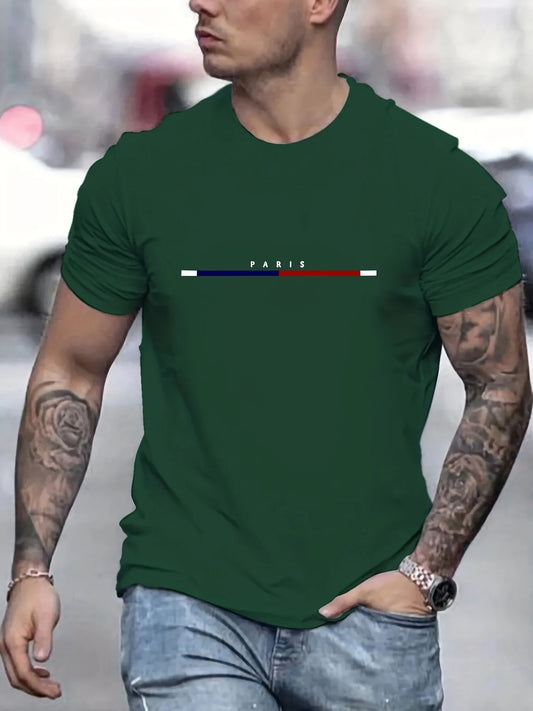 Camiseta 100% algodón, París, manga corta para hombre, camiseta holgada