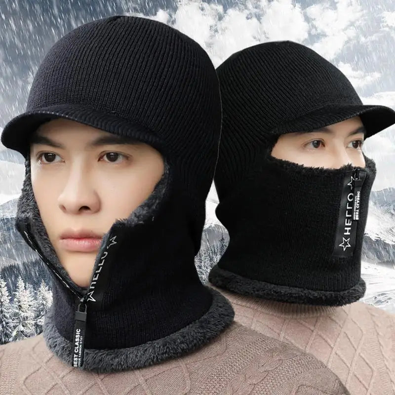 Gorro de invierno grueso y cálido con protección para los oídos, bufanda de lana de felpa suave, previene el viento frío