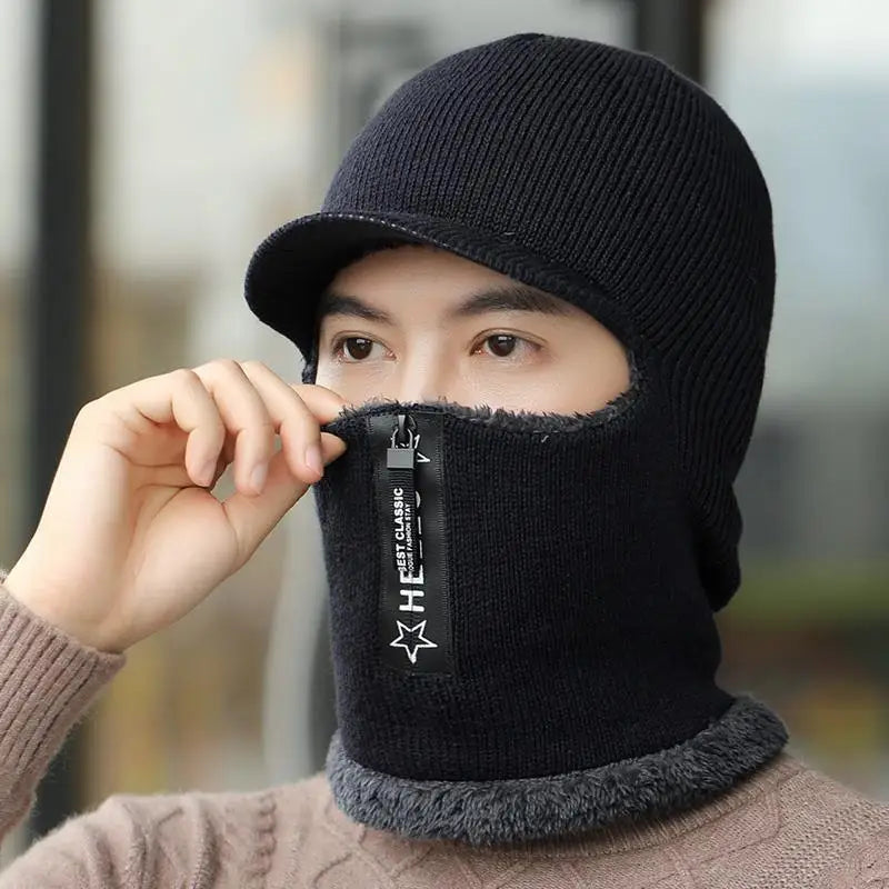 Gorro de invierno grueso y cálido con protección para los oídos, bufanda de lana de felpa suave, previene el viento frío