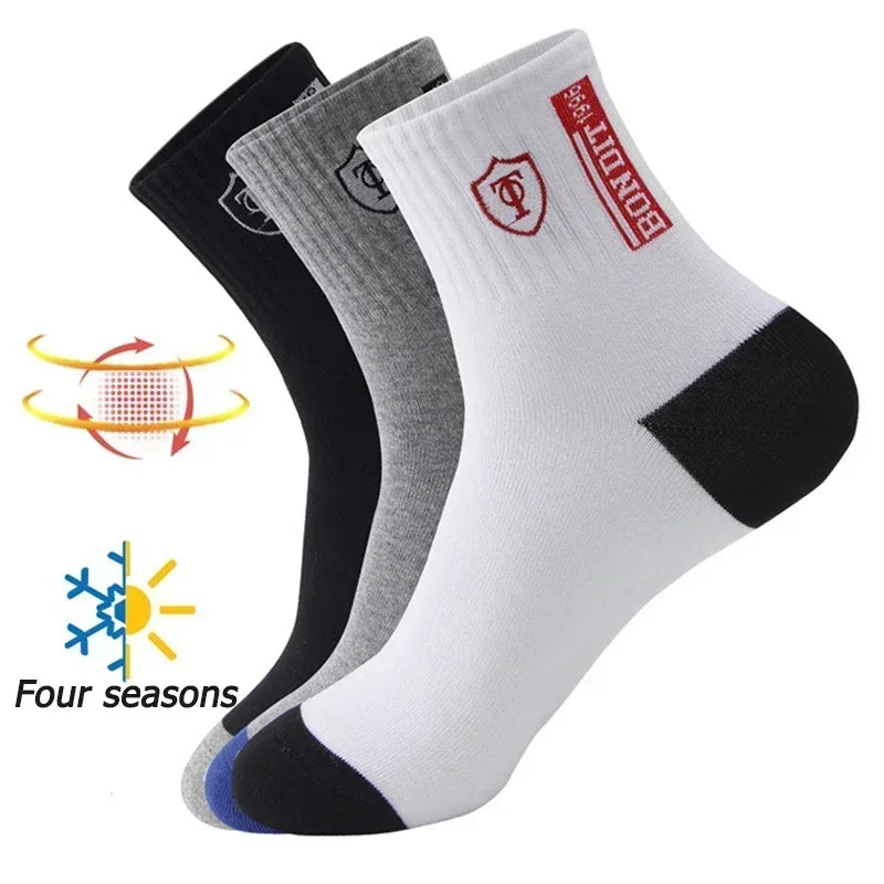 Pares de medias deportivas de algodón transpirables para hombre, calcetines de fibra de bambú para otoño e invierno, desodorantes con absorción de sudor, calcetines de negocios