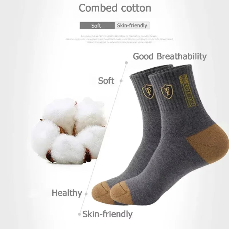 Pares de medias deportivas de algodón transpirables para hombre, calcetines de fibra de bambú para otoño e invierno, desodorantes con absorción de sudor, calcetines de negocios