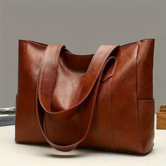 Bolso de mano vintage de gran capacidad, bolso de hombro retro vegano, bolso de viaje informal para mujer